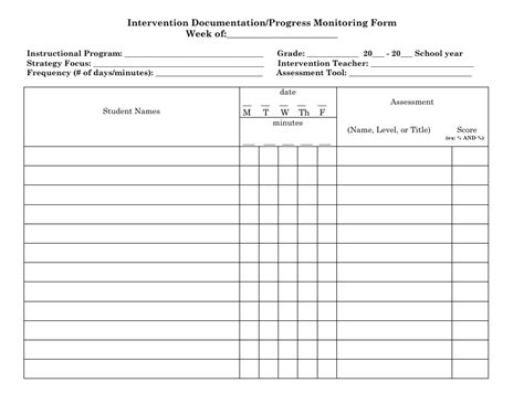 Free Printable Progress Monitoring Forms