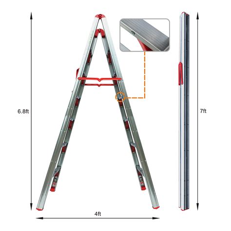 7 Ft Aluminum Twin Aluminum Folding Ladder Step Ladder