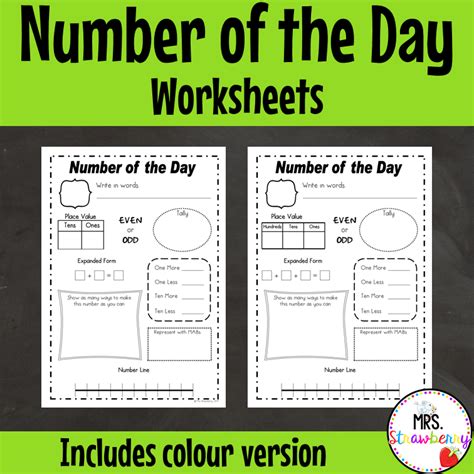 Number Of The Day Worksheet Set Mrs Strawberry