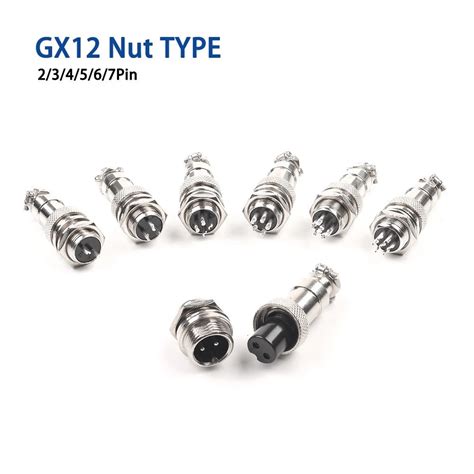 1 Set Of Gx12 2 3 4 5 6 7 Pin Male And Female 12mm Diameter