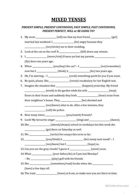 English Grammar Tenses Exercises Test Joel Duffeys English Worksheets