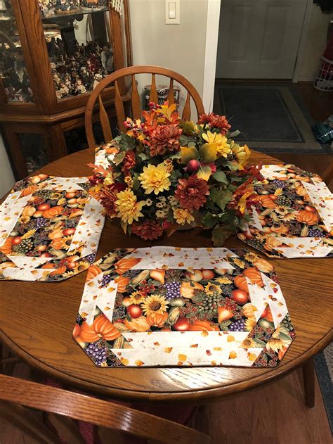 Fall Placemats Set Of 4 Thanksgiving Placemats Holiday Etsy