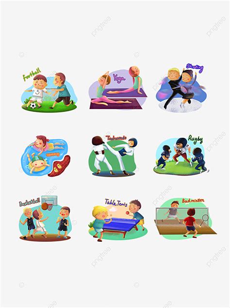 Sports cute cliparts and transparent. Cute Cartoon Various Sports Workout Character Elements ...