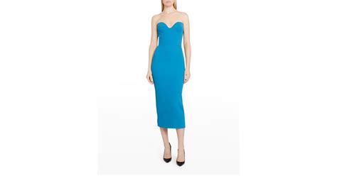 Alex Perry Delany Strapless Bustier Midi Dress In Blue Lyst