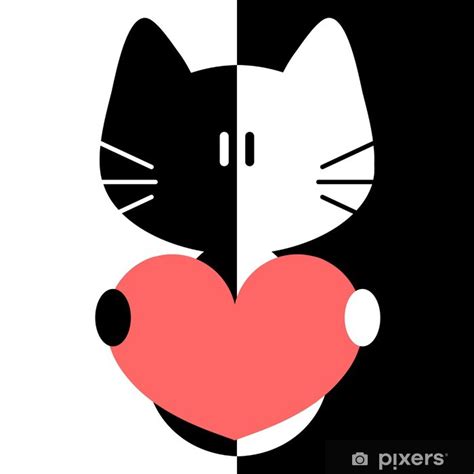 fotobehang romantische illustratie met schattige kitty pixers nl