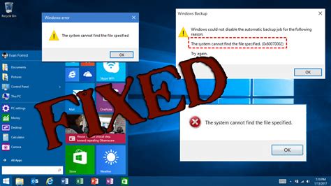 The System Cannot Find The File Specified Archives Fix PC Errors