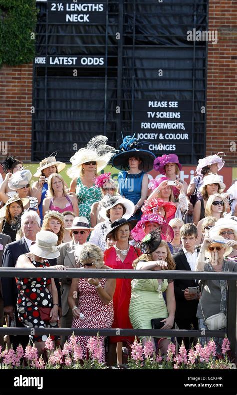 Racegoers On Ladies Day During July Festival At Newmarket Racecourse