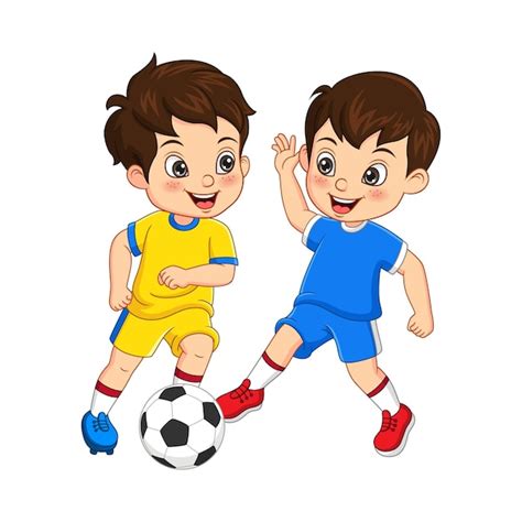 Premium Vector Vector Illustration Of Cartoon Kids Playing Soccer Ball