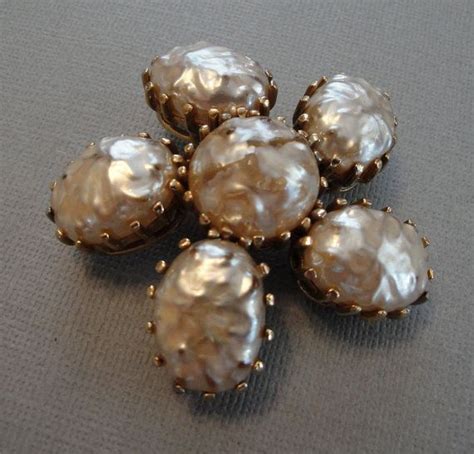Vintage Pearl Brooch Pin Large Baroque Pearls By Eyecandyantiques 39