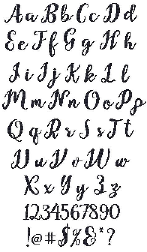 Handwriting Alphabet Cross Stitch Pattern Pdf Written Font Needlepoint