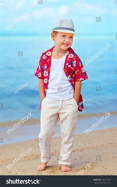 Happy Fashionable Kid On Beach Stock Photo 256711087 Shutterstock