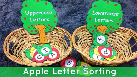 Match all 26 letters of the alphabet to get all of the color back in the picture. Apple Uppercase and Lowercase Letter Sorting - Preschool ...
