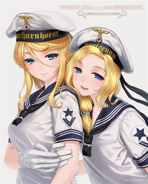 Gneisenau And Scharnhorst Warship Girls R Drawn By Railsilverbow