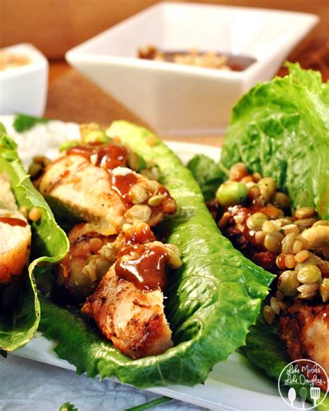 Filled with chicken, mushrooms, water chestnuts and carrots, these lettuce wraps are both healthy and yummy. Grilled Chicken Lettuce Wraps - Like Mother, Like Daughter