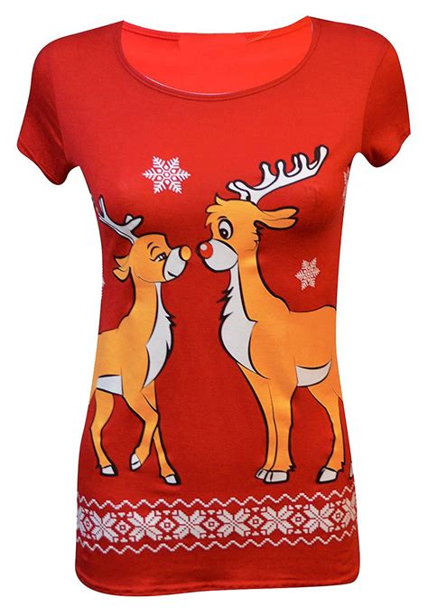 New Womens Short Sleeve Olaf Rudolph Snowman Santa Minion Xmas T Shirt