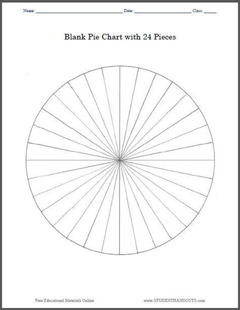 Blank Pie Chart Worksheet With 24 Spaces Student