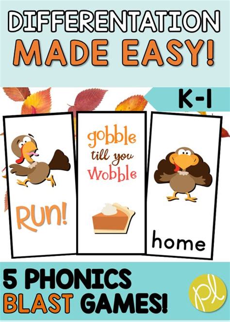 Thanksgiving Phonics Games For Literacy Centers And Small Reading