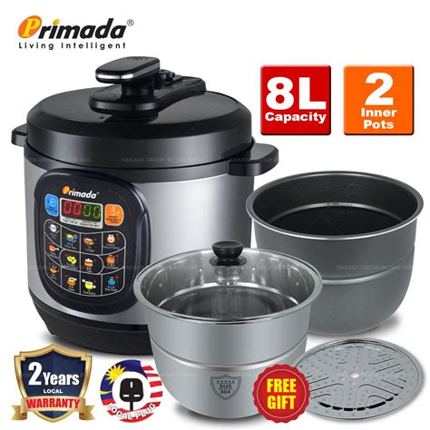 Pressure cooking is easy and rewarding. Primada 8 Liter Jumbo Pressure Cooker PC8030(1 NON STICK ...
