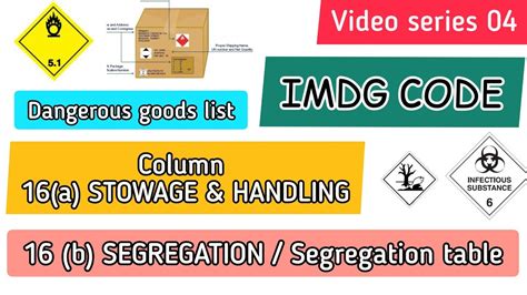 Dangerous Goods List Stowage Segregation Imdg Code Ships