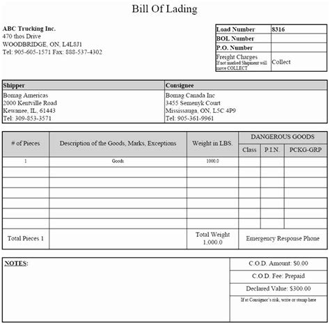 All fields and sections are required unless they are noted as optional. Bill Of Lading Short form Template Fresh Bill Lading form ...