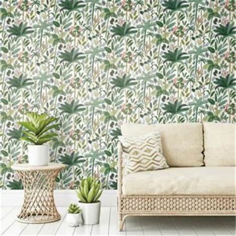 Roommates Rmk11640rl Tropical Eden Peel And Stick Wallpaper Green 1