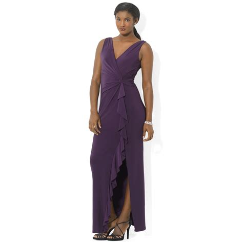 Lyst Lauren By Ralph Lauren Sleeveless Draped Gown In Purple