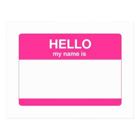Hello My Name Is Tag Postcard Girly Birthday Party Pink Birthday Party Postcard