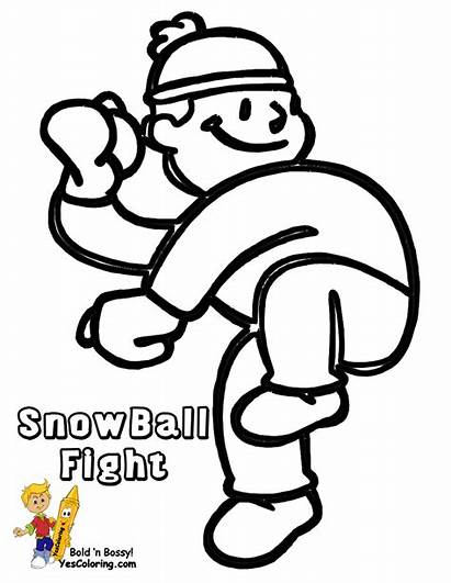 Coloring Snowball Winter Fight Pages Sports Hockey