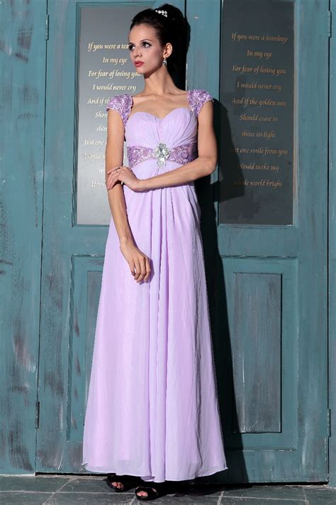 Elegant Lilac Cap Sleeves Prom Gown Evening Dresses Thecelebritydresses