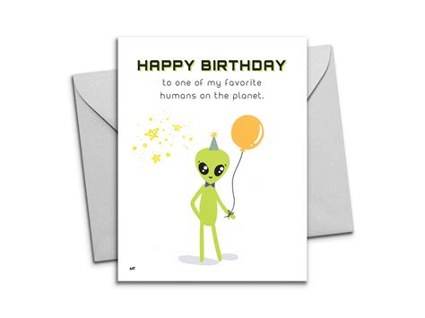 Printable Alien Happy Birthday Card Happy Birthday To My Favorite