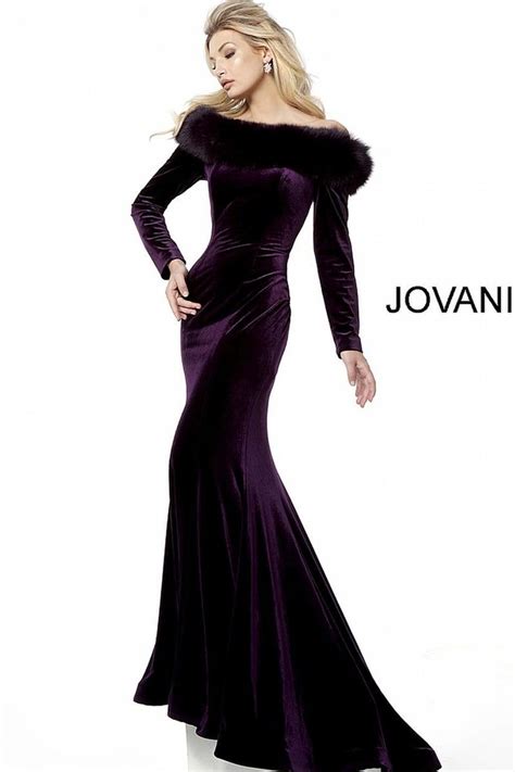 Jovani Evening 61548 Dresses Velvet Evening Gown Purple Velvet Dress