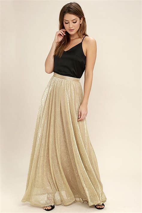 Jovial Occasion Gold Maxi Skirt Maxi Skirt Womens Casual Skirt