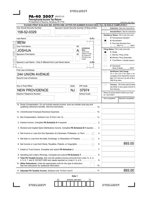 Pa Dor Pa 40 2007 Fill Out Tax Template Online Us Legal Forms