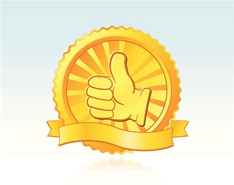 A Golden Seal Of Approval Thumbs Up Illustrations Royalty Free Vector