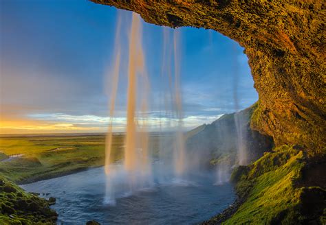Seljalandsfoss Waterfall In Iceland During Sunset Photo Credit To Ig