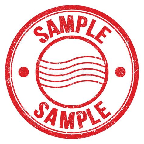 Sample Text Written On Red Round Postal Stamp Sign Stock Illustration