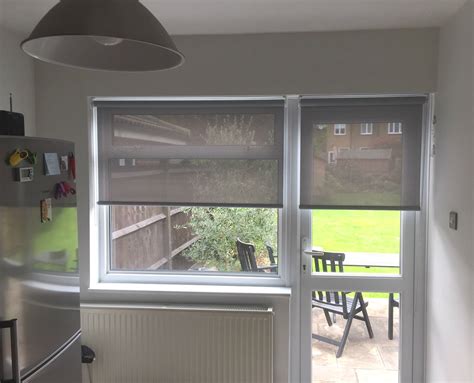 Sunscreen Roller Blinds On Door And Window In Kitchen Surrey Made