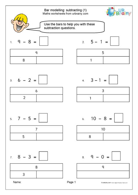 Bar Modelling Subtracting 1 Subtraction In Year 1 Age 5 6 By