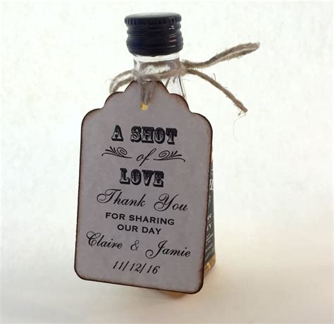 Shot Of Love Wedding Favor Thank You Mini Liquor Bottle Favor Etsy