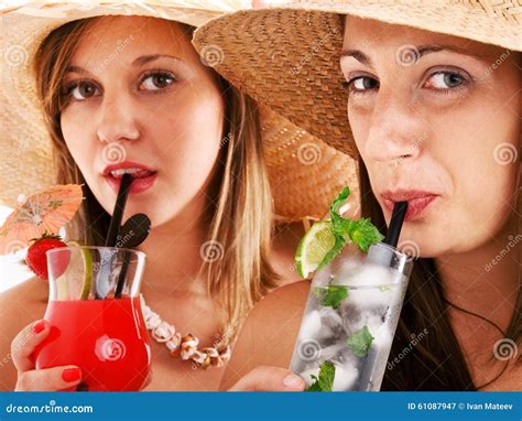 Young Girls Drinking Cocktails Stock Image Image Of Beautiful Eyes 61087947