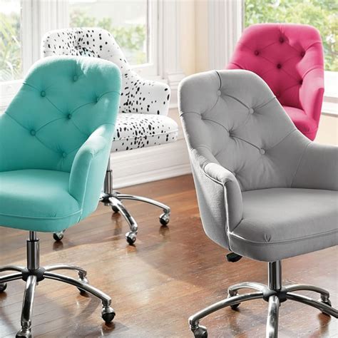 Quality desk chairs provide reliable support for your back, neck, and arms. Twill Tufted Desk Chair | Tufted desk chair, Girls desk ...