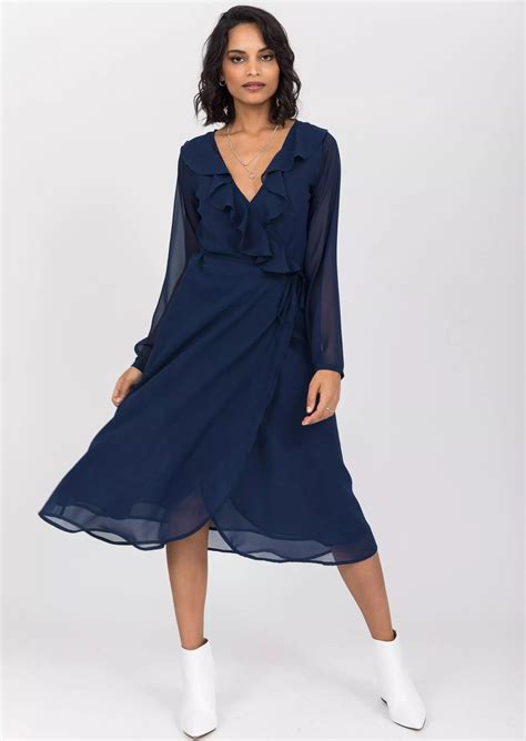 Blue Midi Wrap Dress Dresses Images 2022