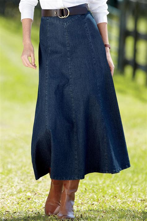 Long Denim Skirt A Line Denim Skirt Womens Fashion Modest Modest