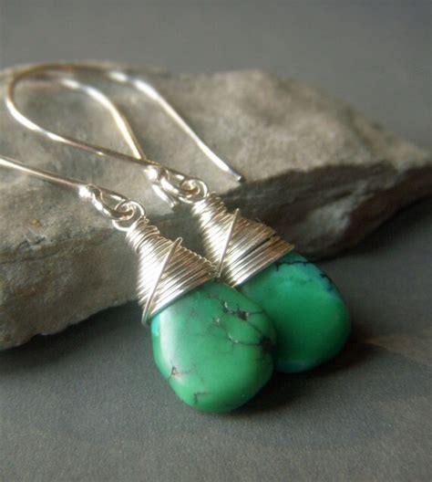 Genuine Turquoise Earrings On Sterling Silver By Beadstylin