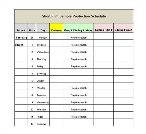 Survey template sign in sheet template letter templates project proposal template proposal templates website proposal master schedule creating a newsletter. Production Schedule Template - 13+ Free Sample, Example ...