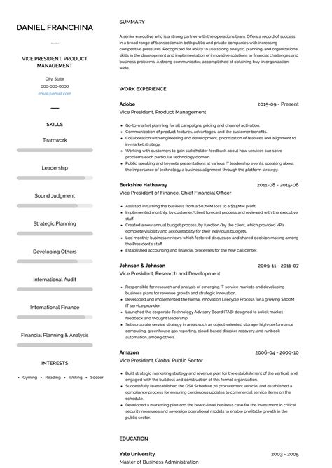 Resume formats affect the way hiring managers view your job candidacy. Vp - Resume Samples and Templates | VisualCV