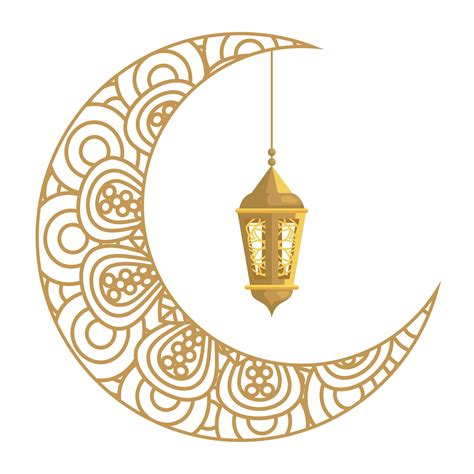 Lanterne Ramadan Kareem Suspendu Avec Croissant De Lune Doré Sur Fond