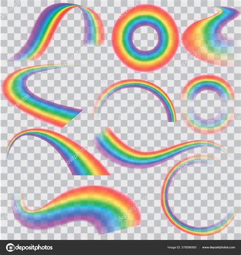 Realistic Detailed 3d Rainbows Different Shape Set Vector Stock Vector