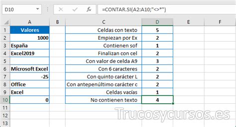 C Mo Contar Celdas Con Texto En Microsoft Excel