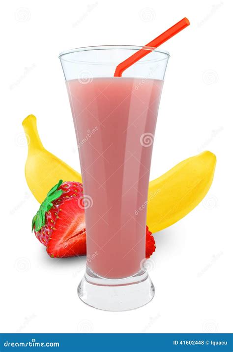 Fresh Banana Strawberry Juice Stock Photo Image Of White Smoothie
